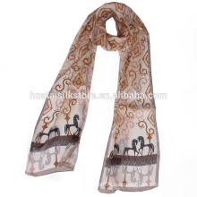 Chinese Wholesale Print long Silk Chiffon Long Scarf